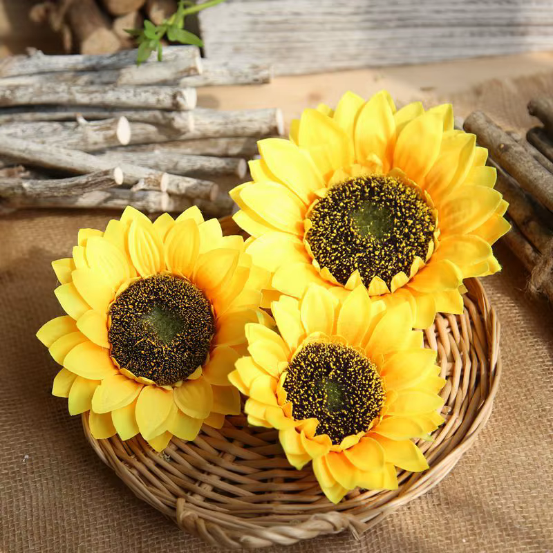 Tête de fleur artificielle tournesol en soie