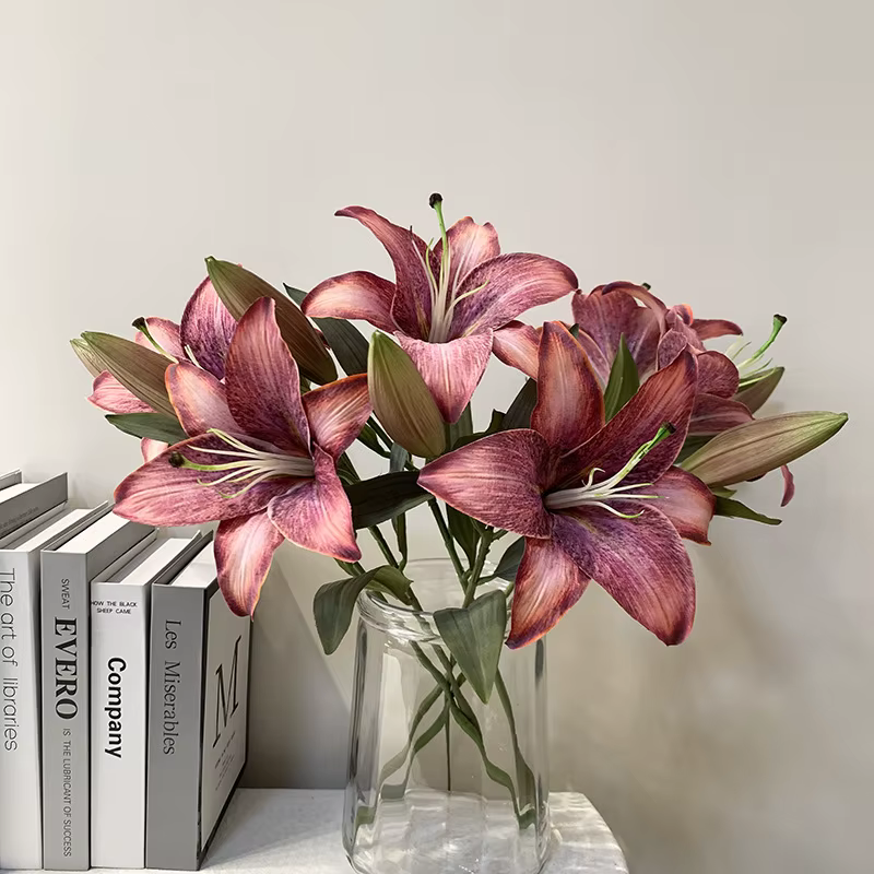 Fleur Artificielle de Lys à 2 Têtes