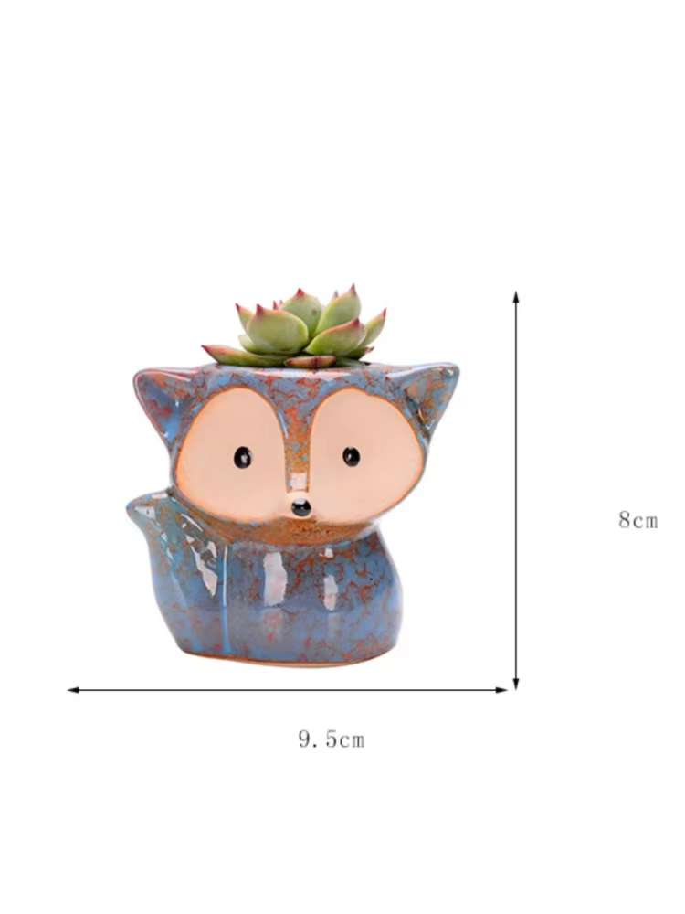 Pot de fleurs en céramique en forme de renard