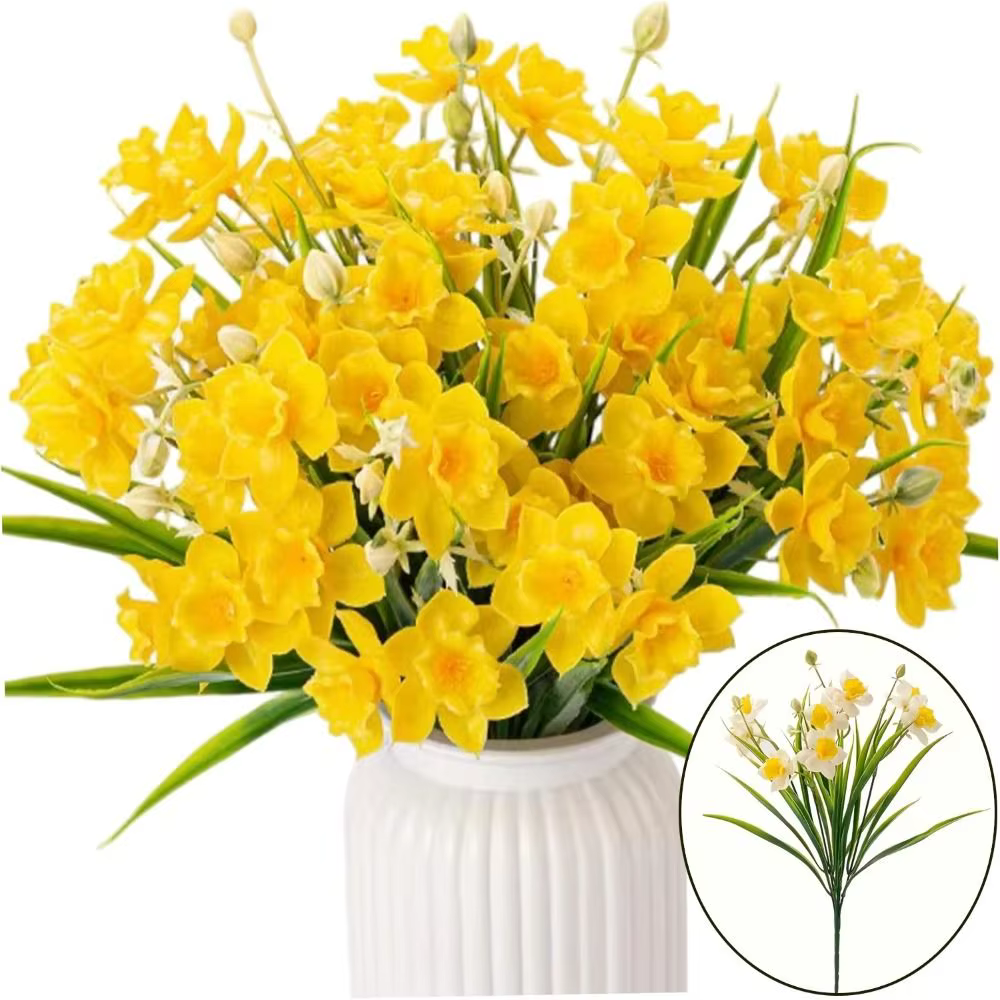 10 Têtes de Narcisses Artificiels Jaunes – Fleurs Réalistes pour DIY