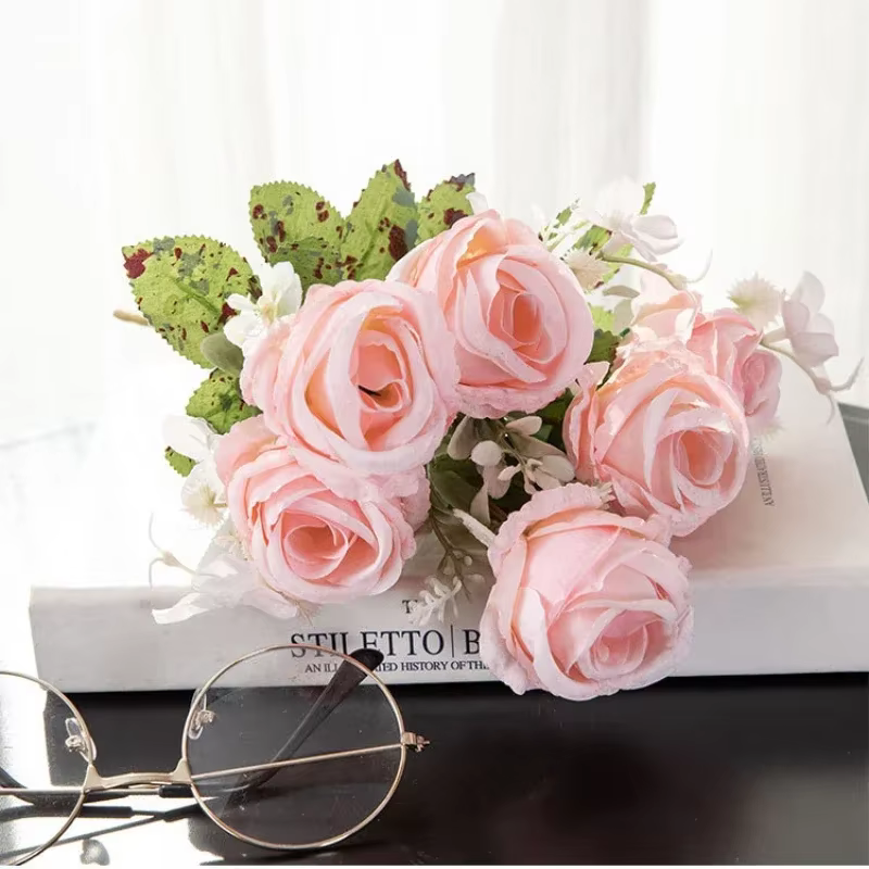 Rose artificielle européenne en soie de haute qualité
