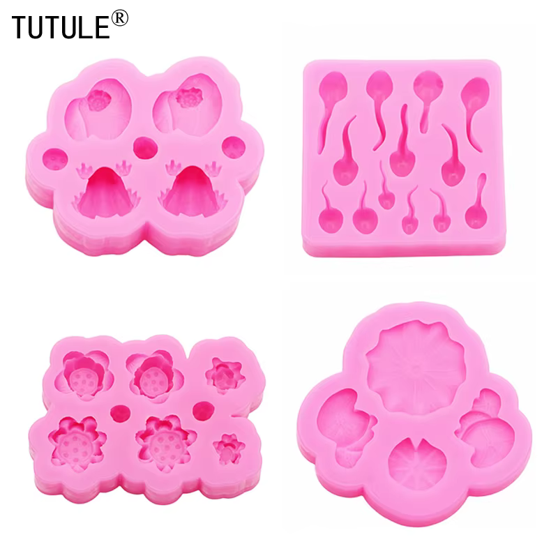 Grenouille feuilles de lotus micro paysage plantes en pot aquarium petit moule en Silicone bricolage résine accessoires
