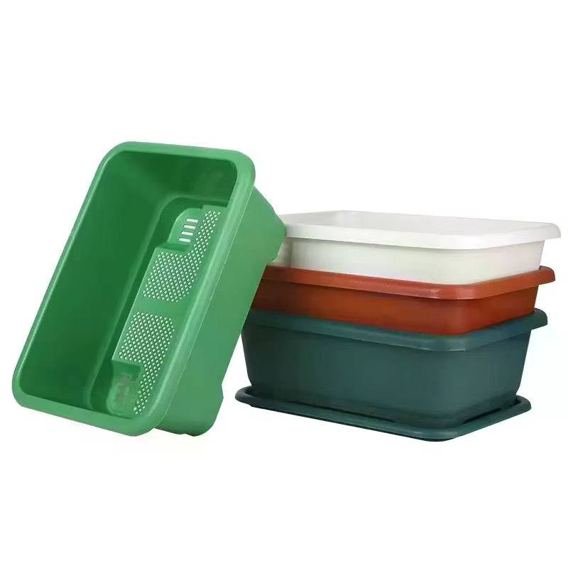 Jardinière rectangulaire incassable et résistante aux chocs avec trous de drainage