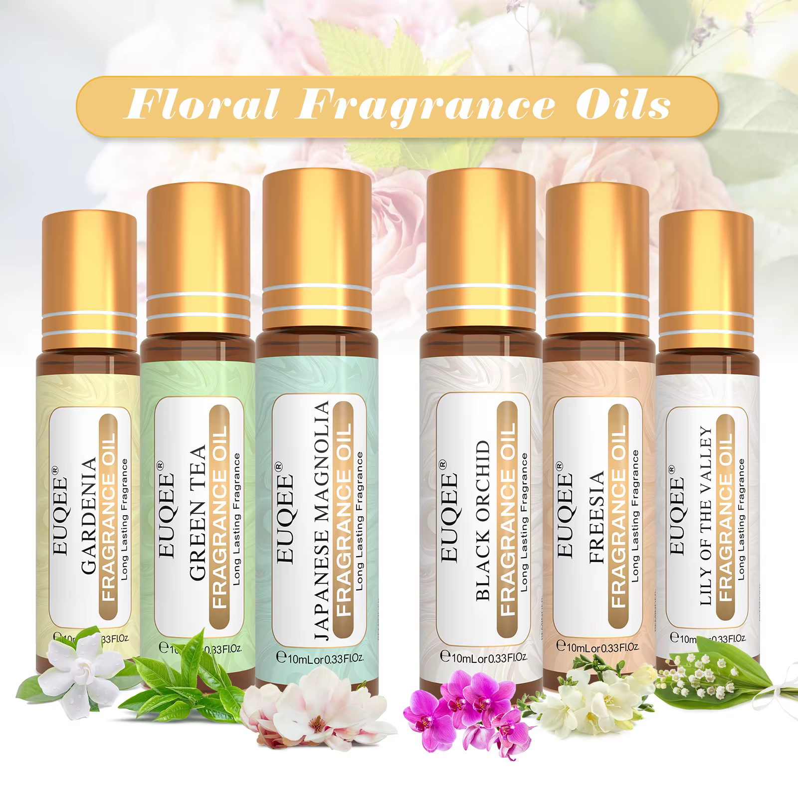 EUQEE – ensemble d'huiles parfumées série fleurs