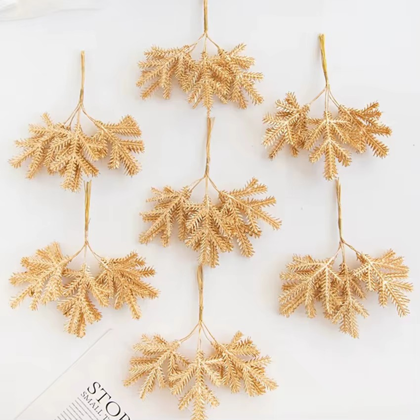 Plantes artificielles doré faux branches avec gel arbre de noël accessoire maison vase charges mariage décor scrapbook centres