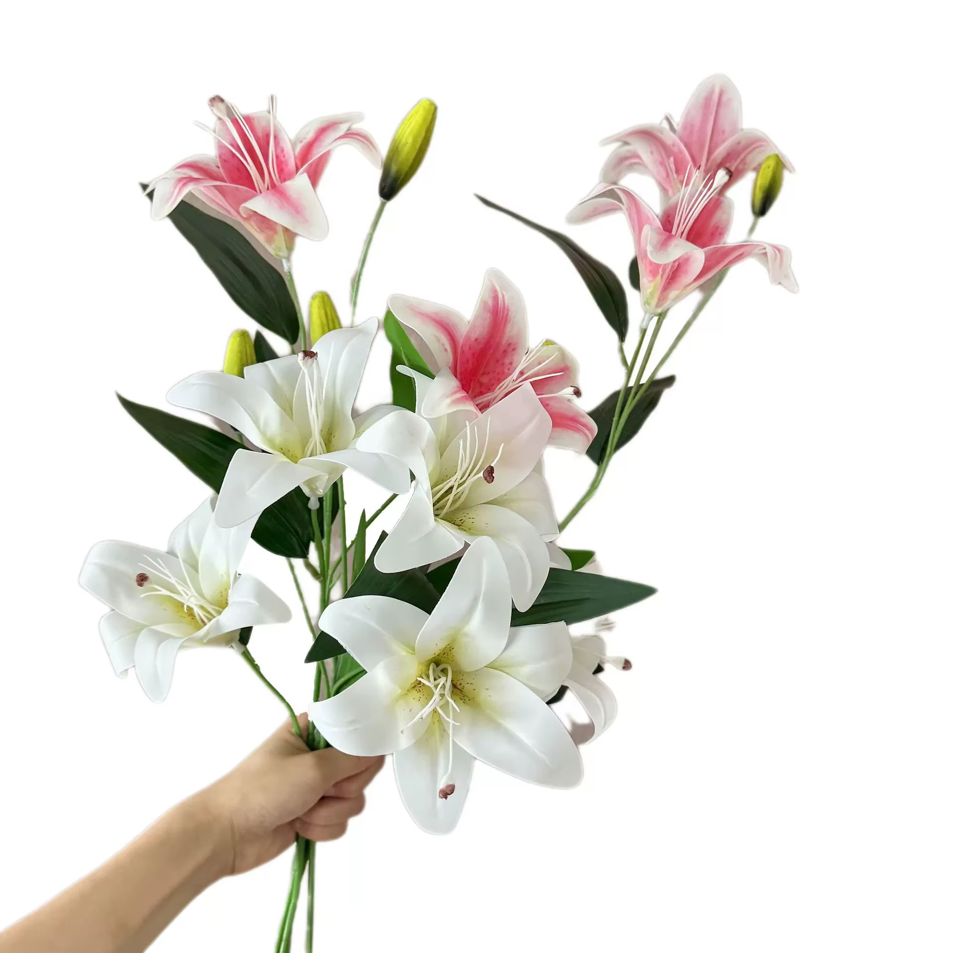 Fleur artificielle de lys blanc à 2 têtes