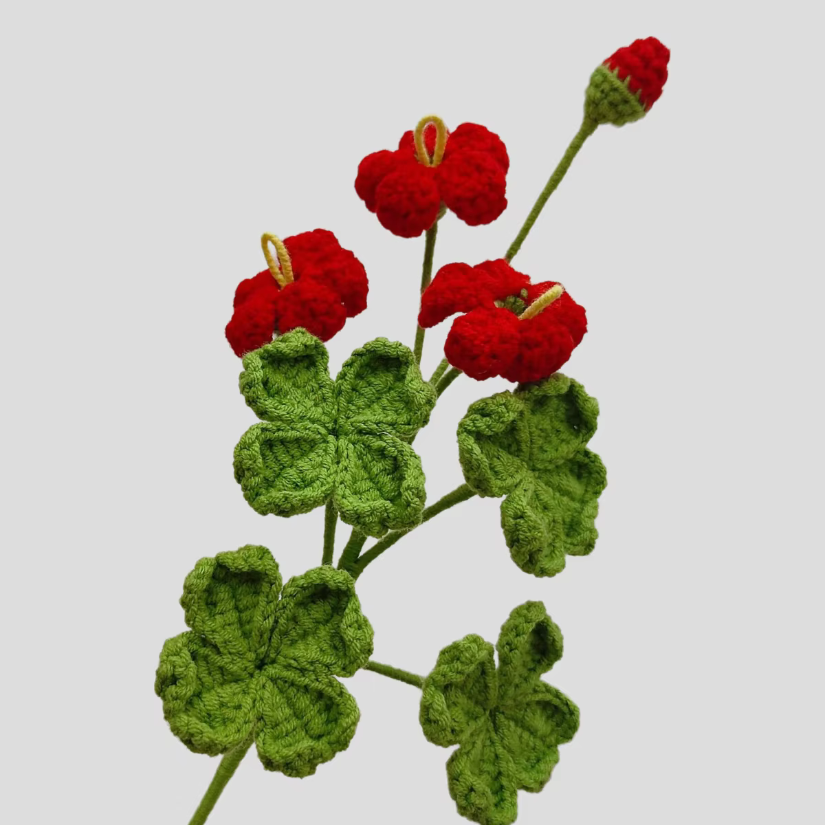 Bouquet de trèfles artificiels au crochet fait main - Décoration tissée pour la maison