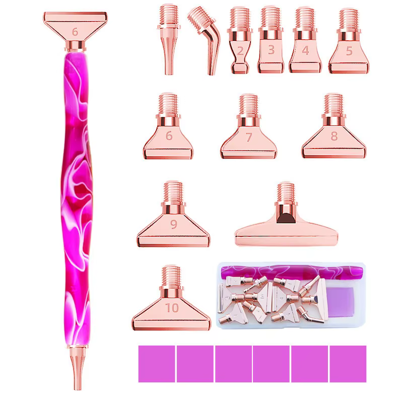 Kit d'accessoires pour stylo de peinture au diamant, 12 embouts métalliques filetés avec 6 pièces de cire à modeler, ensemble d'outils de dessin pour l'art et l'artisanat DIY
