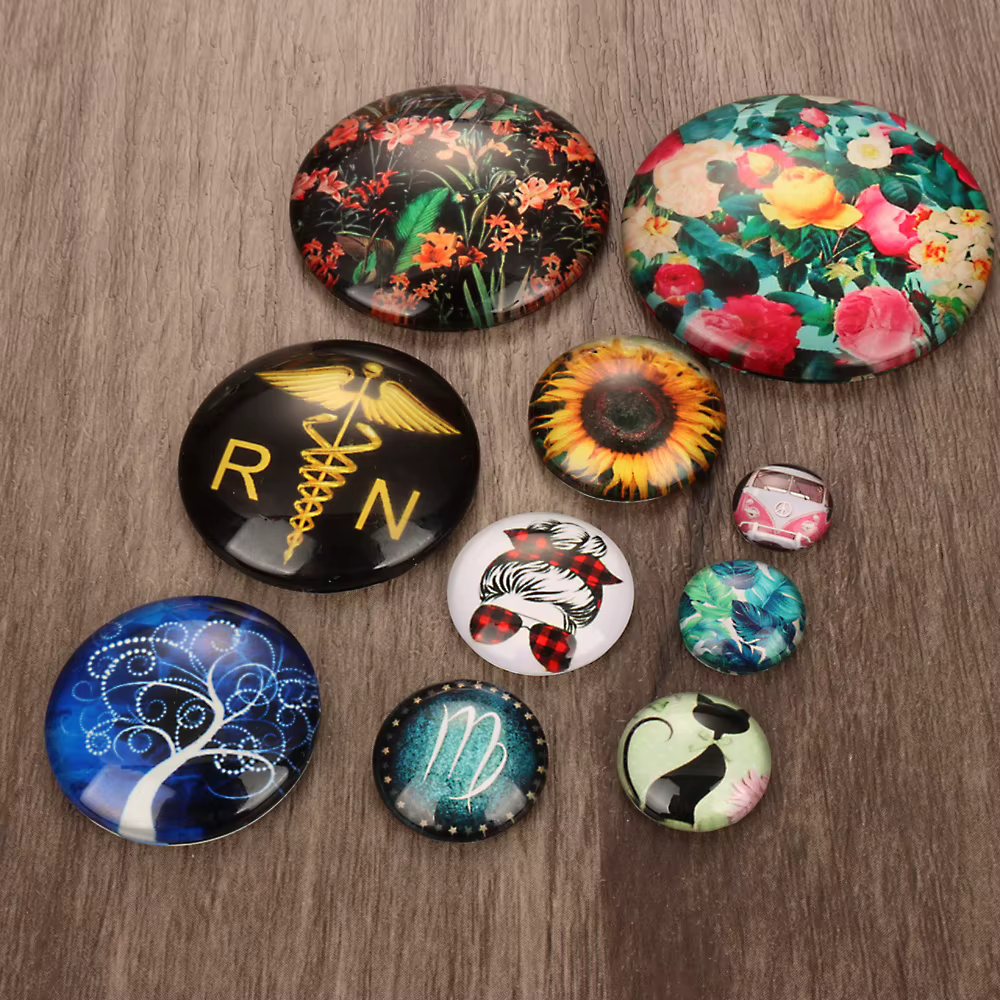 Cabochons ronds en verre sur mesure, 10mm, 12mm, 14mm, 16mm, 18mm, 20mm, 25mm, 30mm, 35mm, 40mm, résultats de bijoux, bricolage, coordinateur
