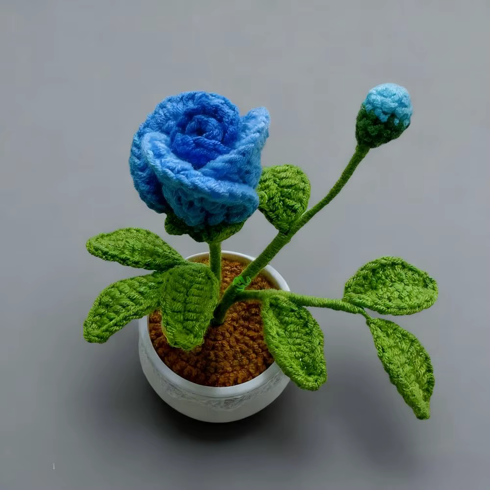 Petite Rose en Pot au Crochet faite à la main