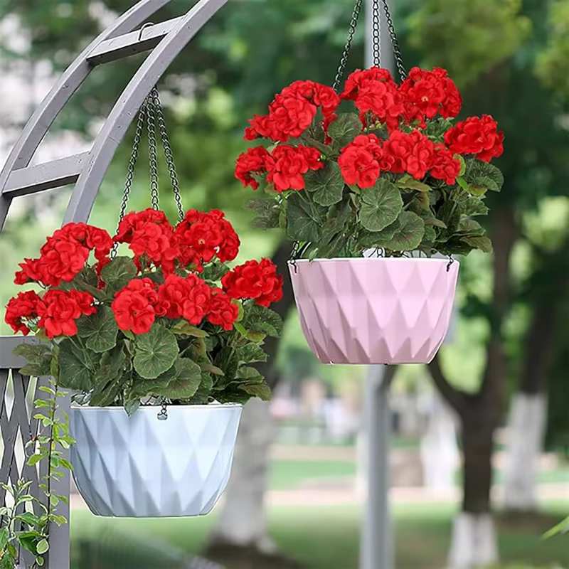 Bouquet de 14 pouces de geraniums artificiels en soie