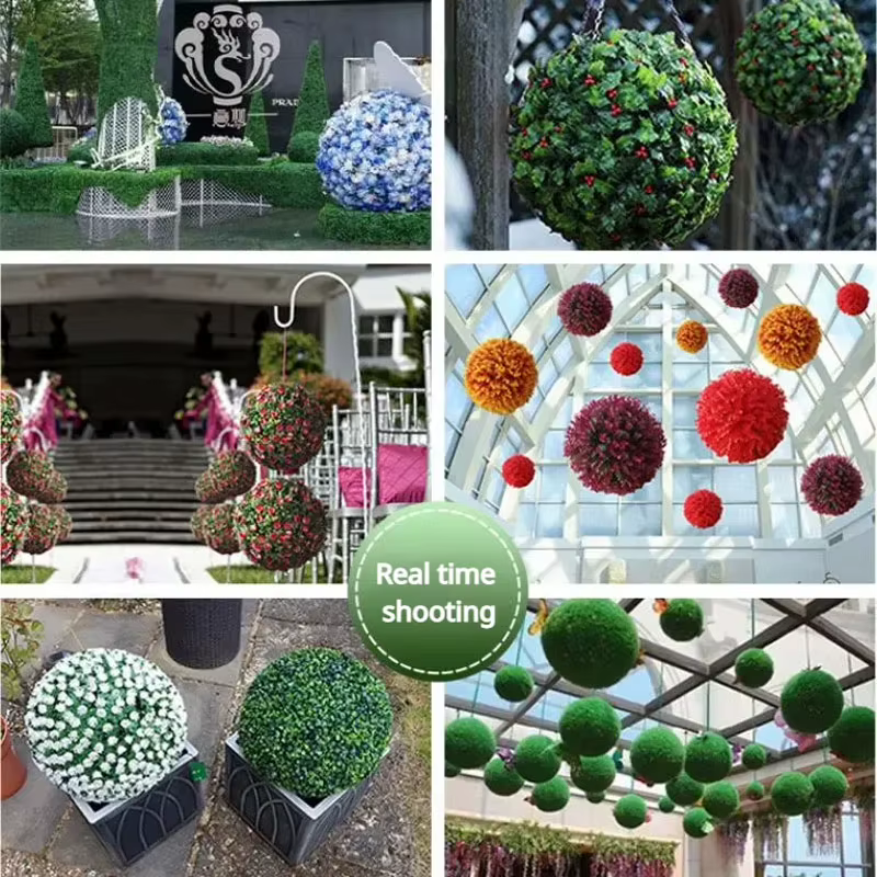 Boule d'herbe artificielle feuille d'eucalyptus plante verte fausse herbe aménagement paysager arbre hangar toit maison jardin mariage atmosphère décor