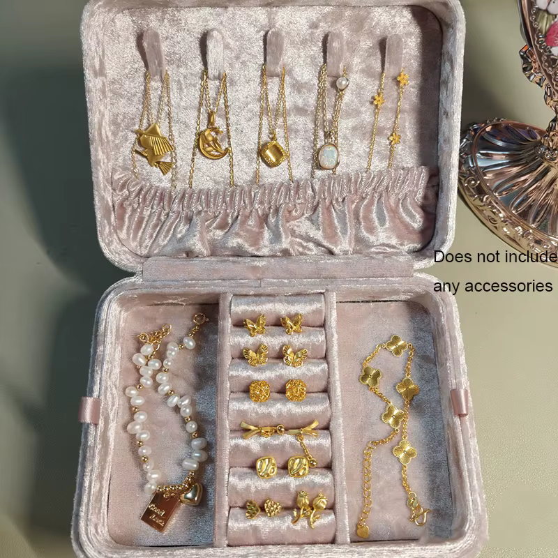 Boîte à bijoux rose irisée floquée Flower Knows - Étui organisateur pour bagues