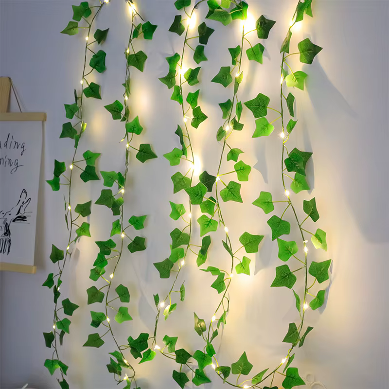 Guirlande lumineuse à feuilles vertes de 2M