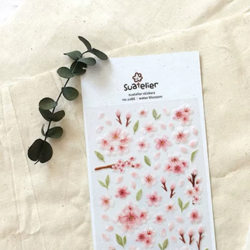 Autocollant Suatelier 1086 « Fleur d'eau » – Décoration DIY pour Junk Journal, Agenda, Scrapbooking et Loisirs Créatifs