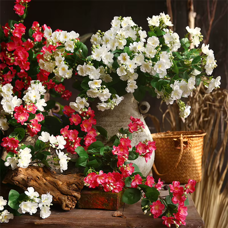 Fleurs artificielles en soie blanches de jasmin