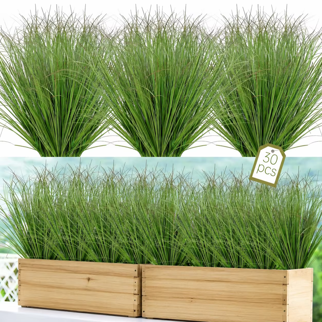 30 Pièces de Plantes Artificielles Vert Foncé à Pointes Rouges de 50 cm