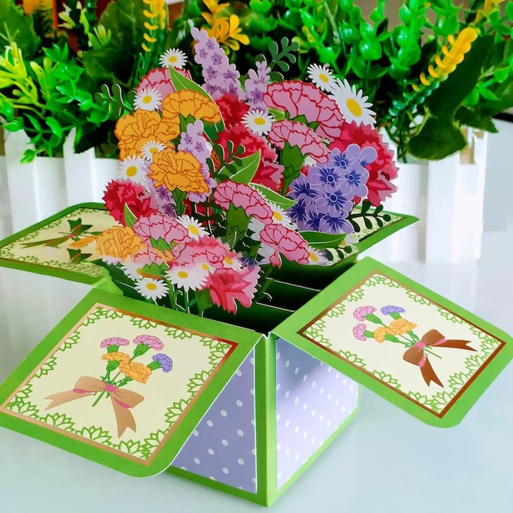 Carte de Bouquet de Fleurs Pop-Up en 3D