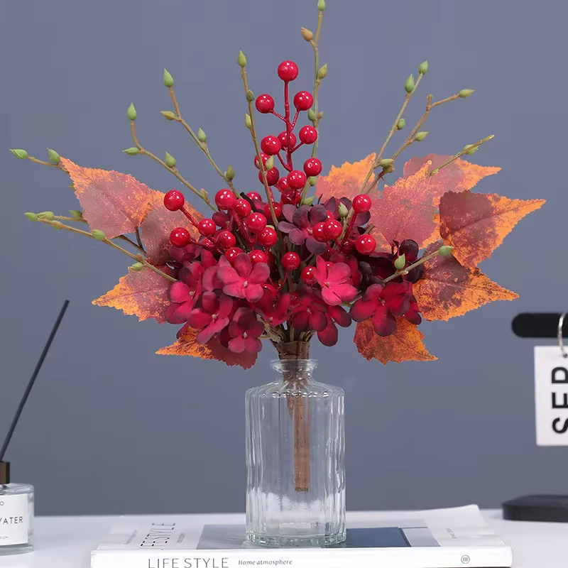 Bouquet de feuilles d'érable artificielles en mousse d'aloès vert