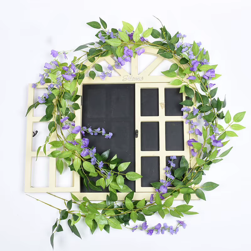 Guirlande de fleurs artificielles de glycine et de lierre pour décoration intérieure et extérieure