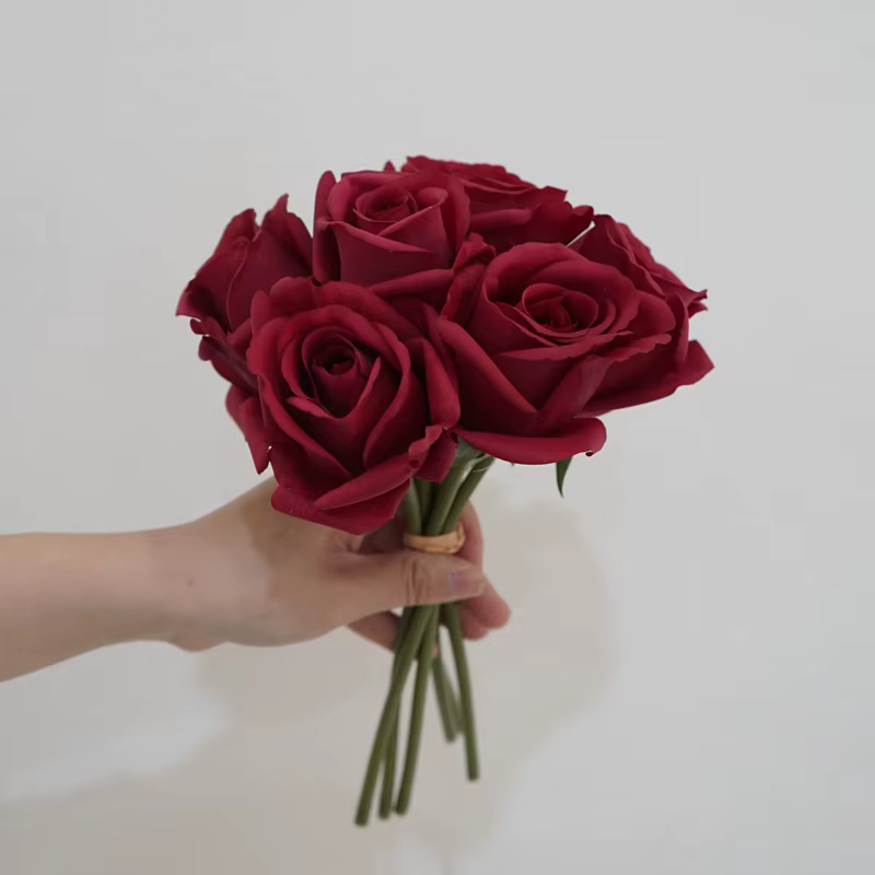 Bouquets de Poubelles Roses Artificielles au Toucher Réel
