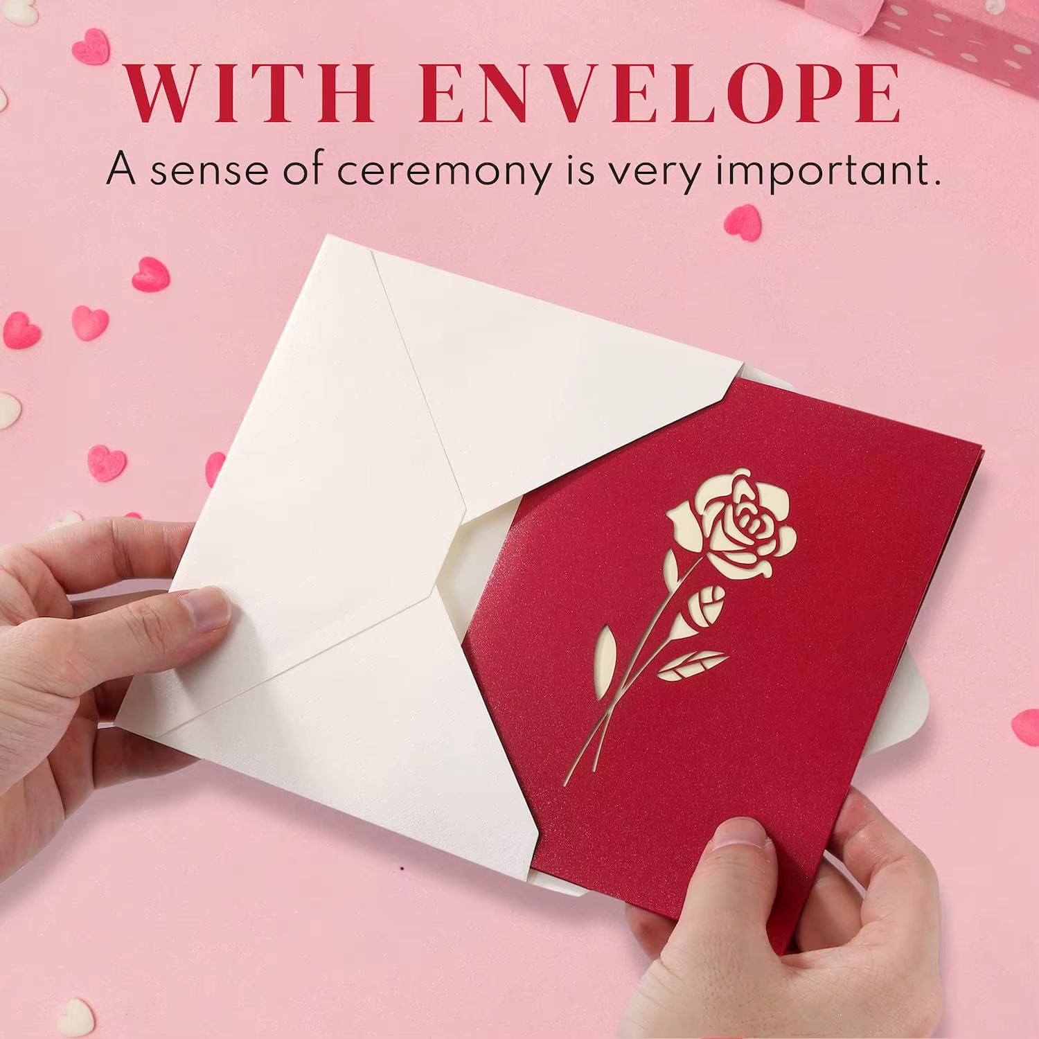 Carte pop-up Rose 3D, carte de Saint-Valentin