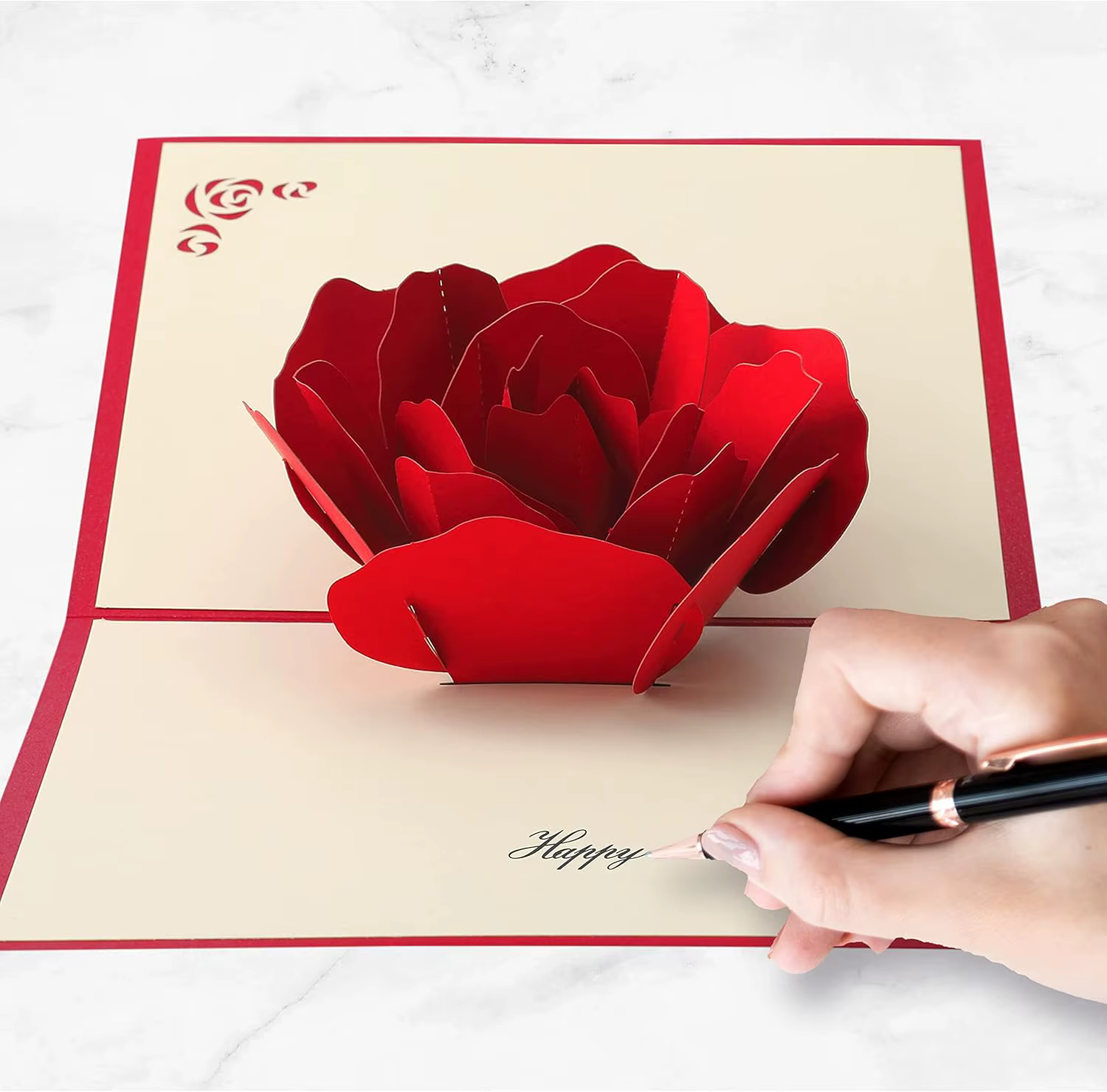 Carte pop-up Rose 3D, carte de Saint-Valentin