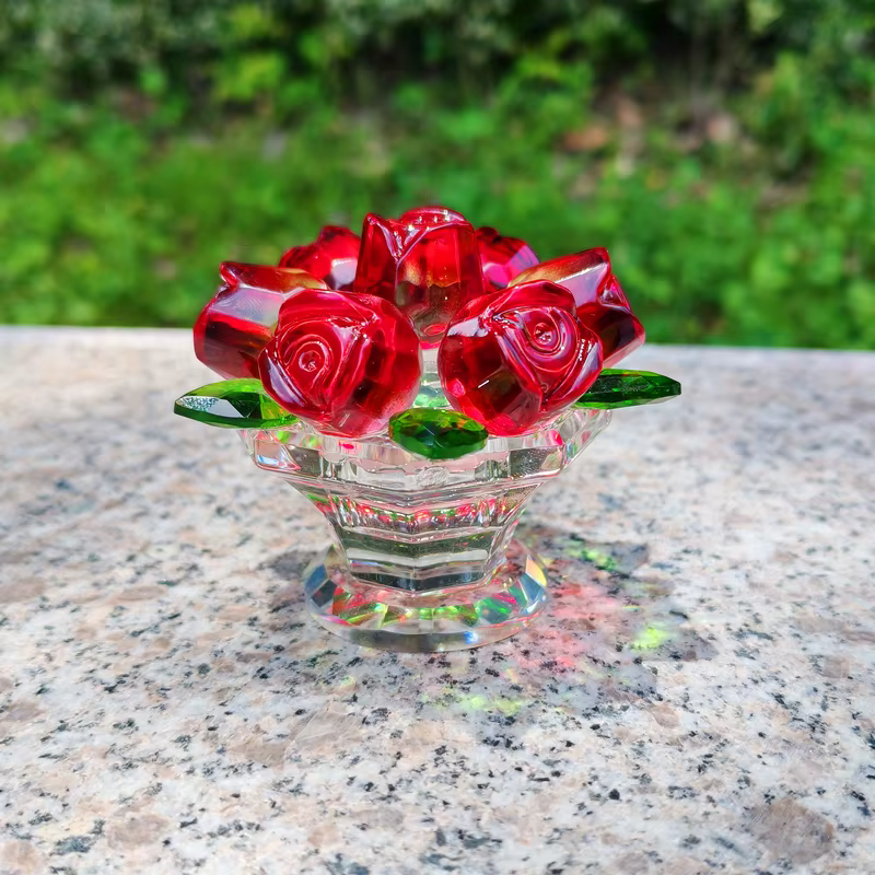 Fleurs de roses artificielles en verre de cristal, roses de simulation pour la maison, mariage, noël et saint-valentin, cadeaux souvenirs