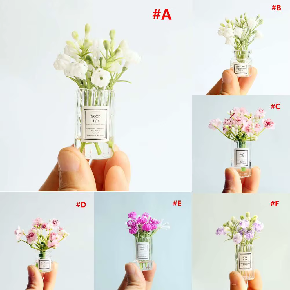Pot d'arrangement Vase de fleurs séchées 1:12 maison de poupée Miniature Simulation plantes en Pot accessoires
