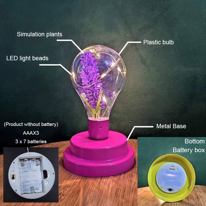 Lampe de Nuit LED à Piles de 62 Plantes Vertes
