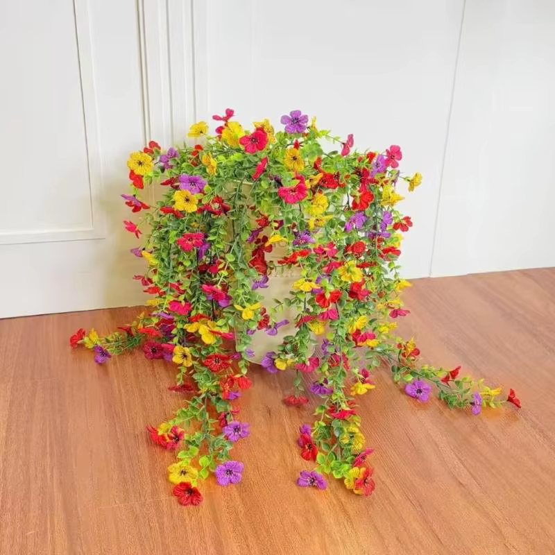 E8BD Fleur suspension artificielle pour décoration plante suspendue en plein air 6pcs 78