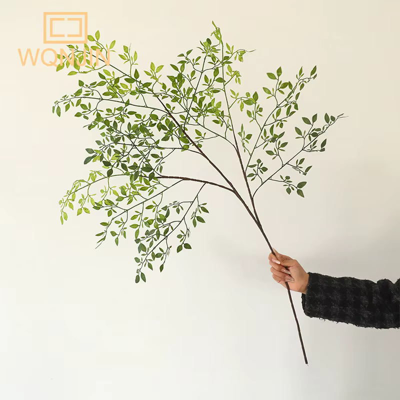 Fleur artificielle plante verte Nandina feuilles de Silicone