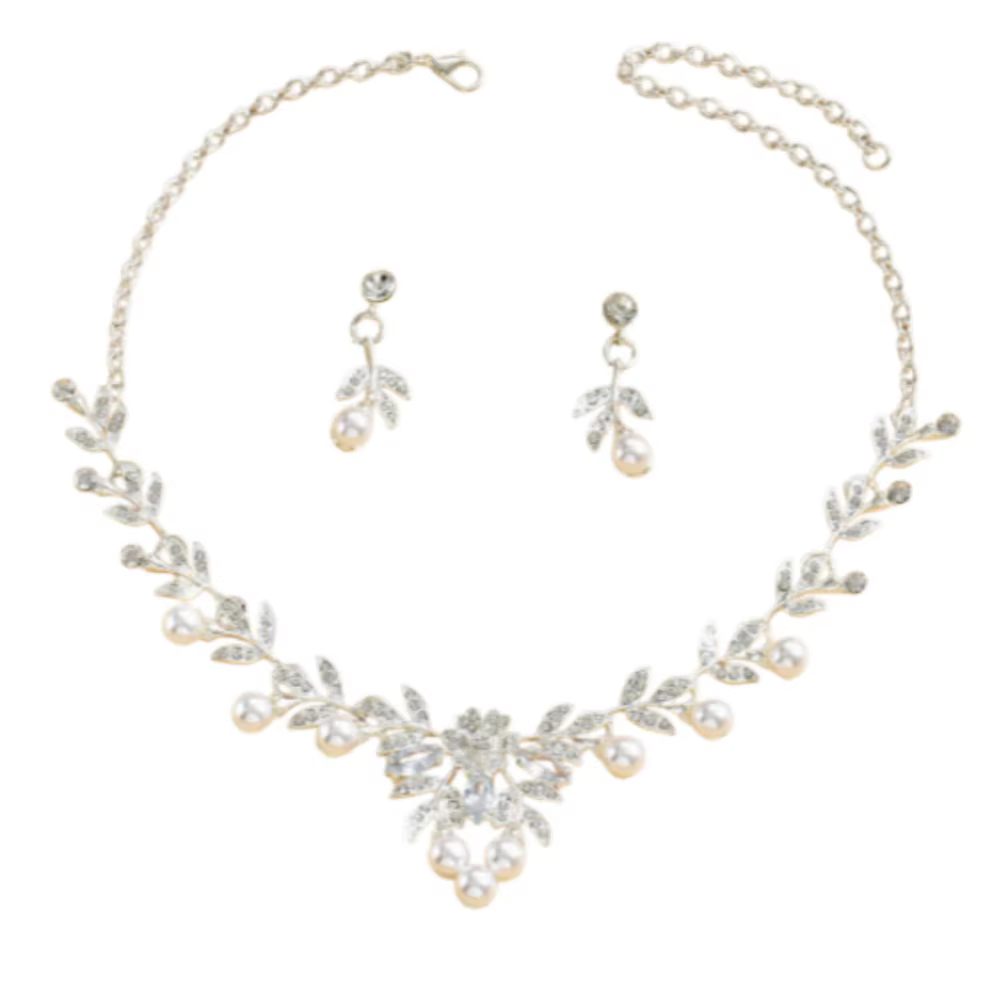 Ensemble collier et boucles d'oreilles en perles, boucles d'oreilles en perles à facettes multiples, ensembles de bijoux en cristal, ensemble de bijoux de mariage réglable pour le bal de promo