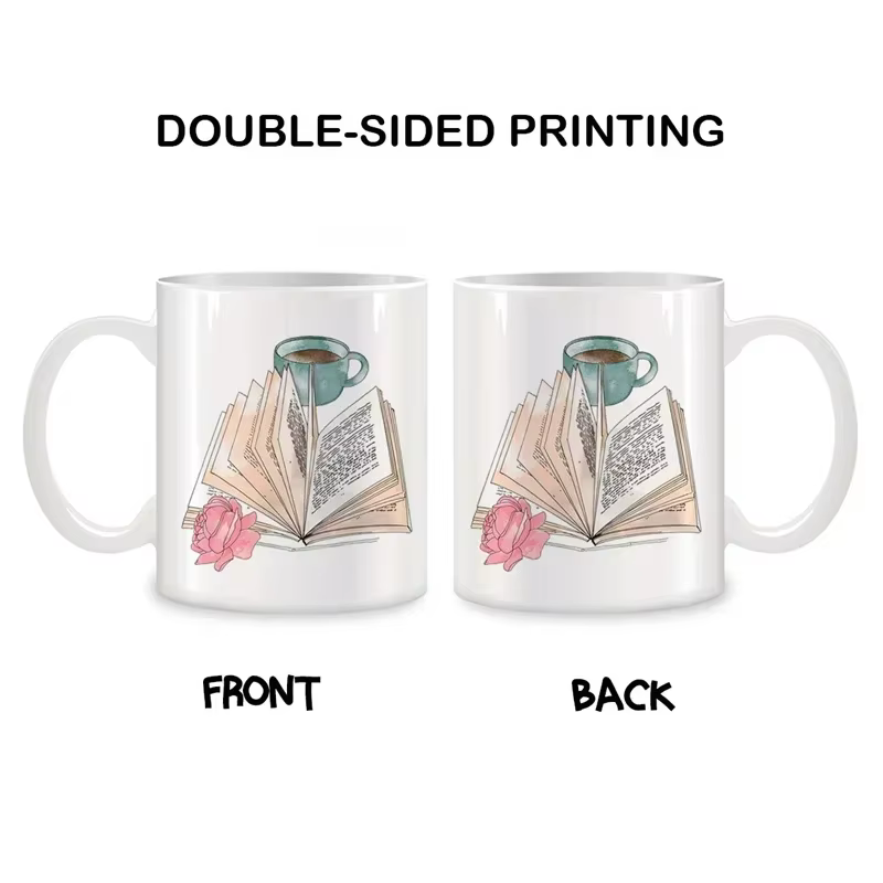 Tasse à café originale en céramique motif livre et fleur, pour thé, bière, voyage, cadeau personnalisé, rare, amusante, mignonne, unique