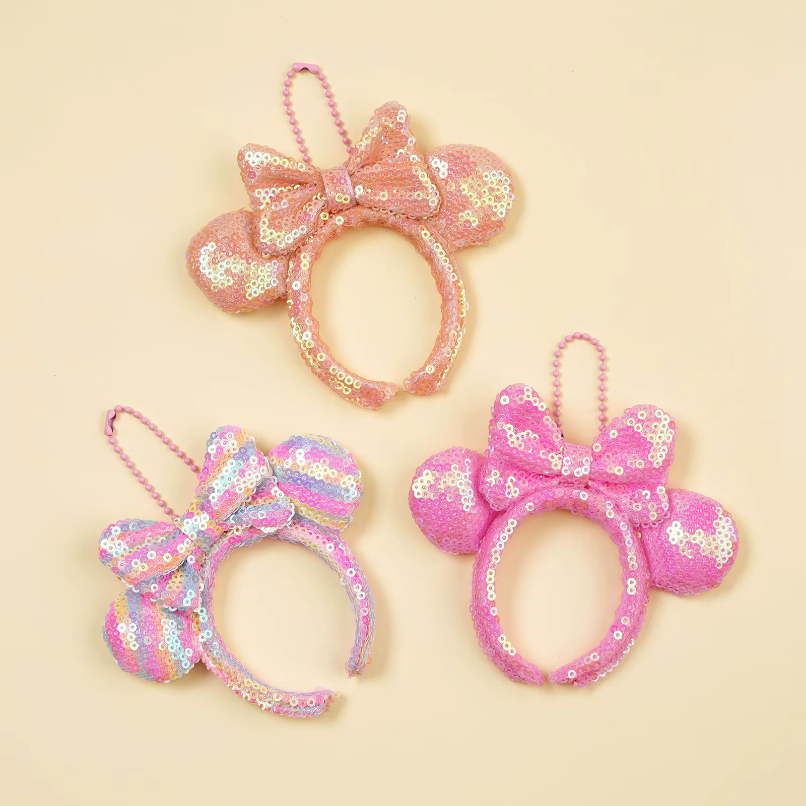 1 pièce Disney Mini Pendentif, Serre-têtes, Nœuds à paillettes, Oreilles de souris, Décoration pour sac et objectif d'appareil photo, Cadeau exquis, Accessoire capillaire pour fille, Porte-clés