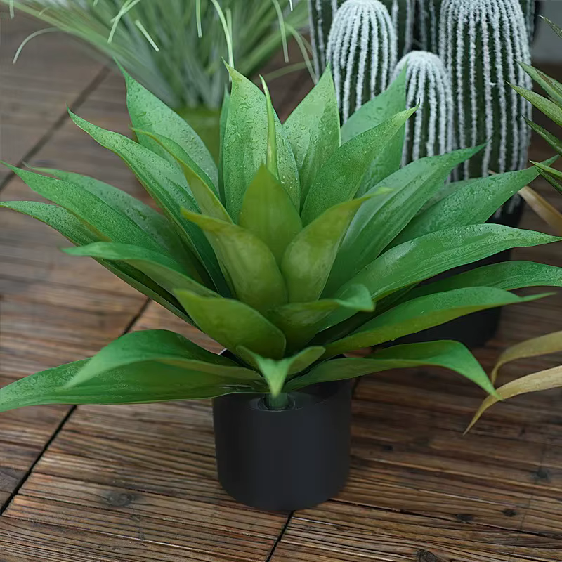 Plante succulente verte artificielle d'agave tropicale avec pot