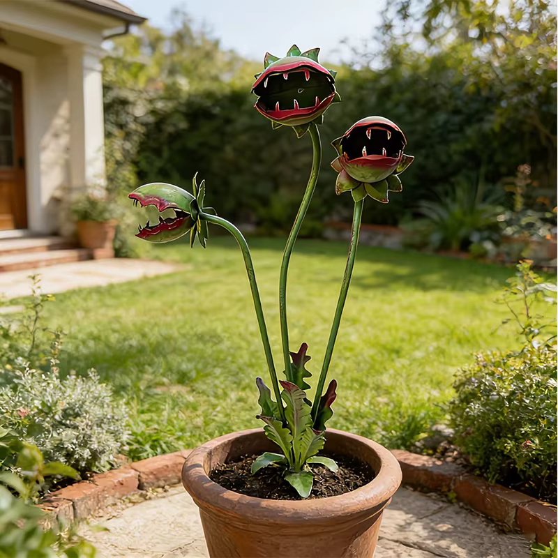 Piquet de jardin en métal pour plantes carnivores