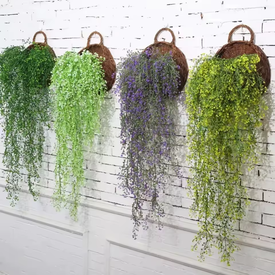 Jardinière de fleurs en rotin et osier faite à la main