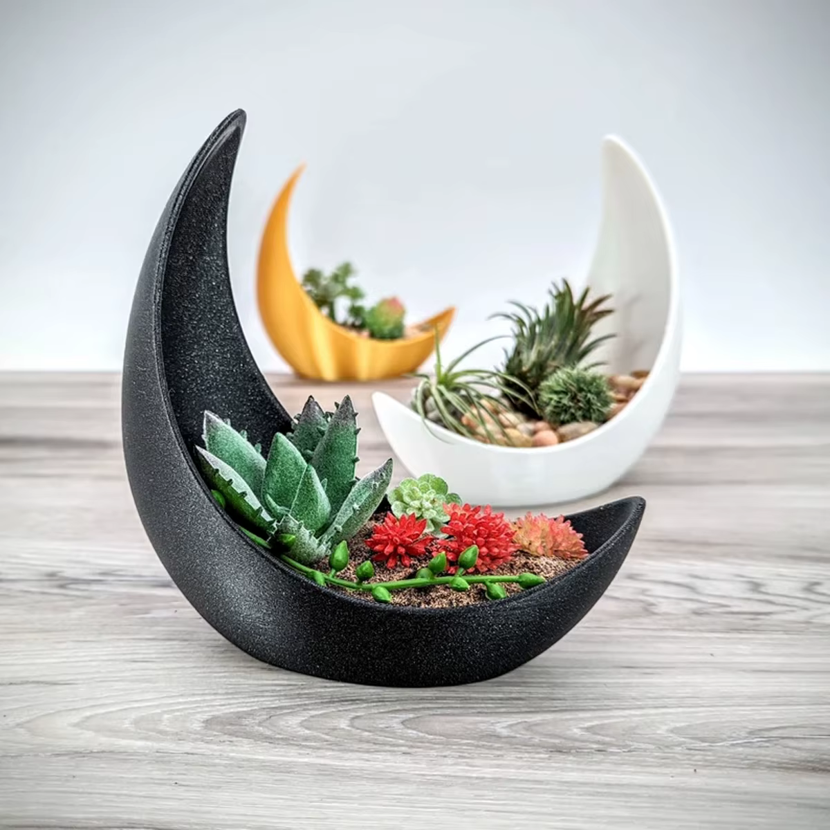 Pots de fleurs en forme de lune