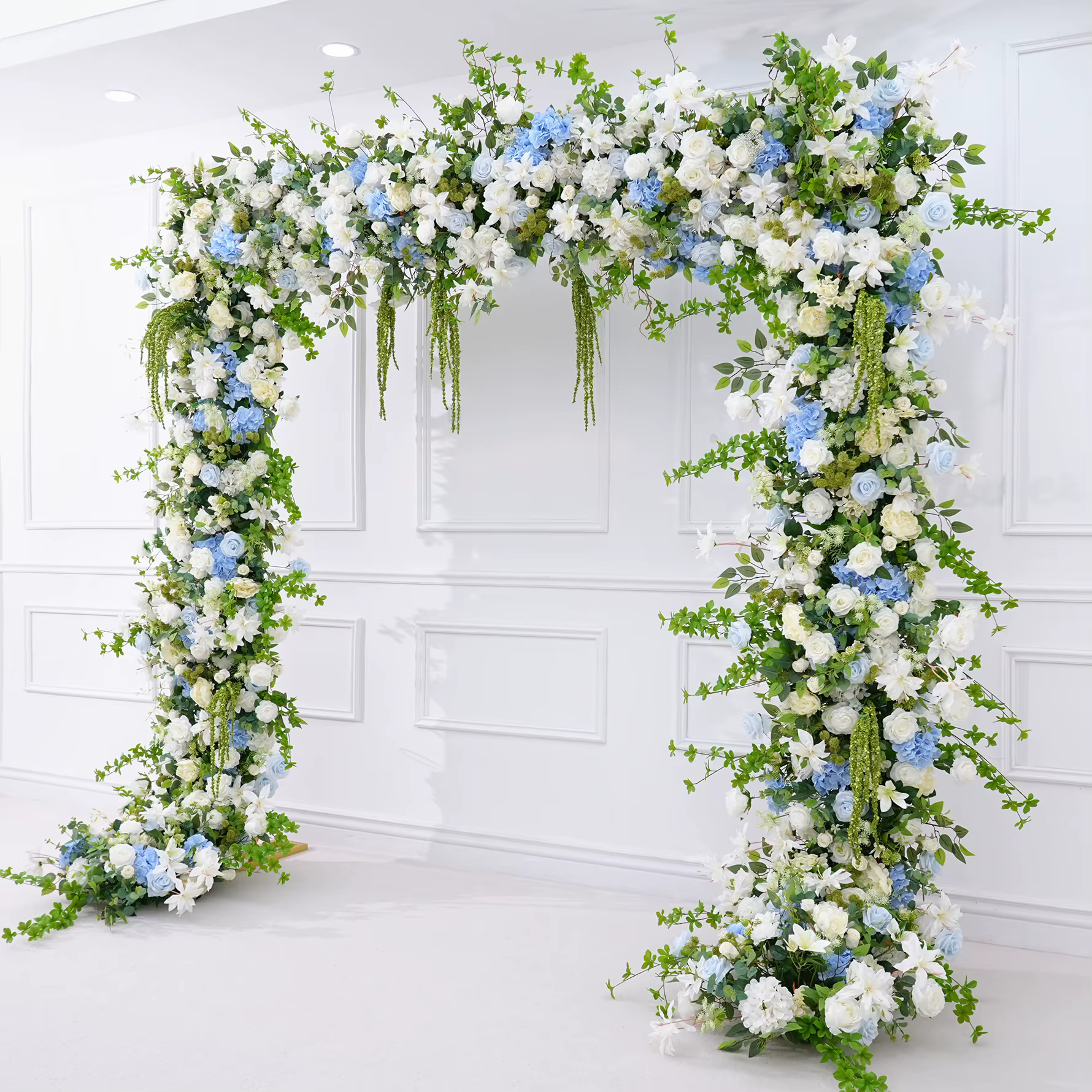 HMEOT H8870 Arche florale carrée avec arrangement de fleurs bleues d'hortensia