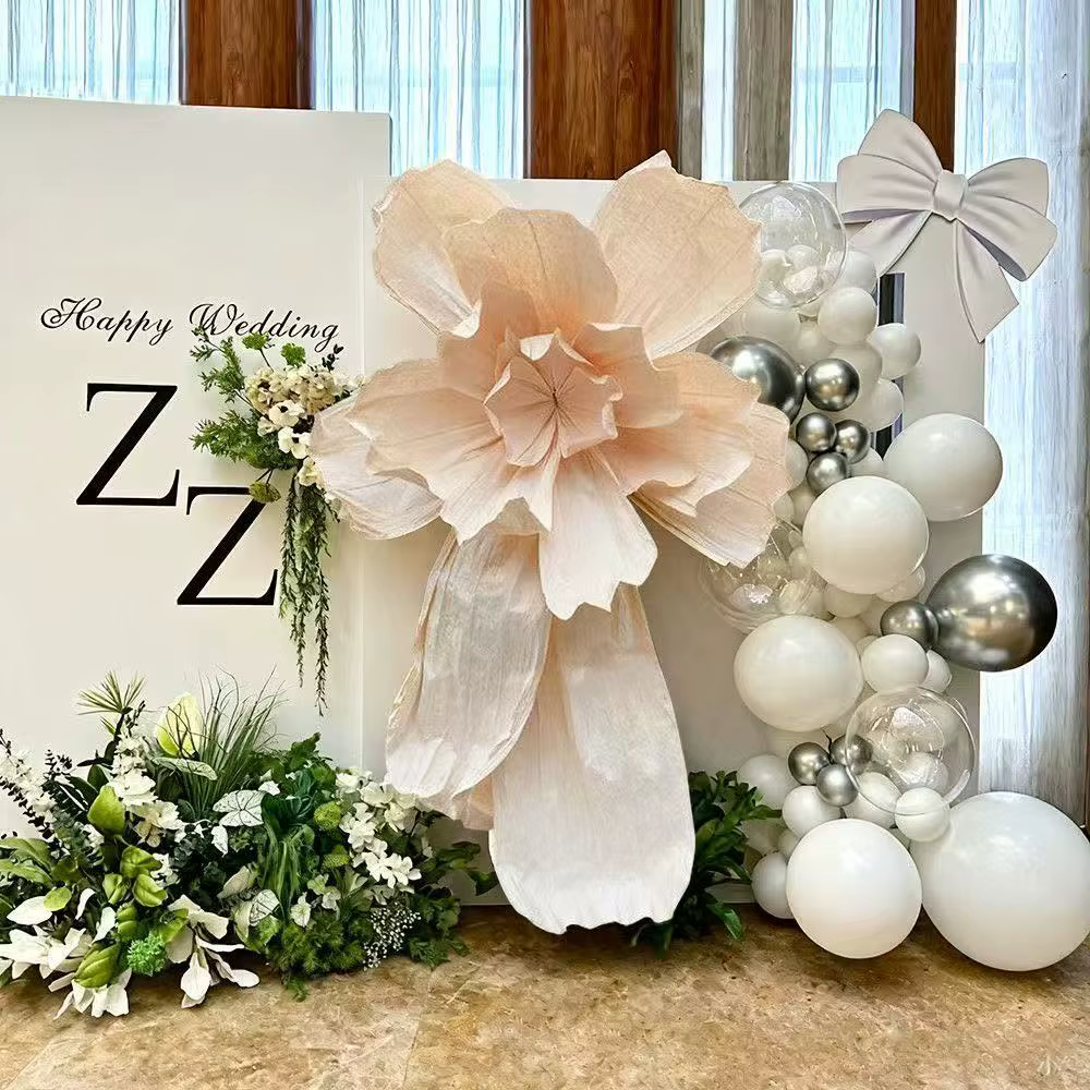 Fleur géante en papier irisée artificielle pour décorations de plafond de mariage