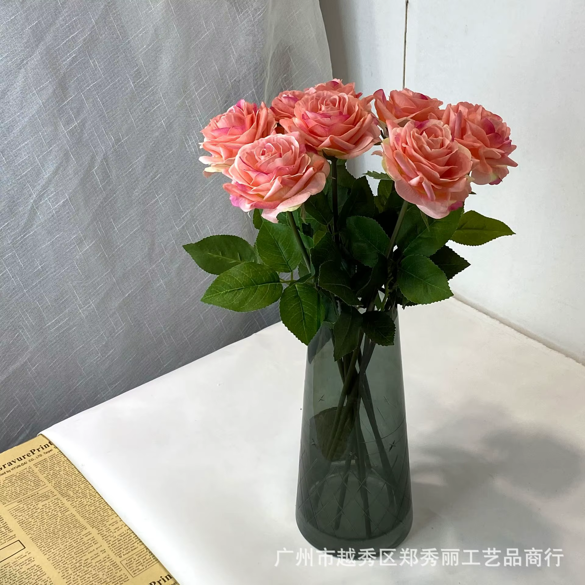 Lot de 5 roses artificielles Alice à tête unique
