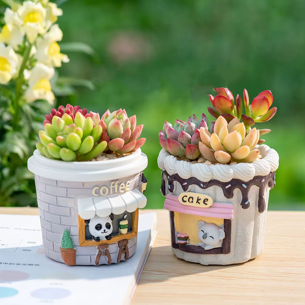 Pots à plantes succulentes en résine de style street food créatif