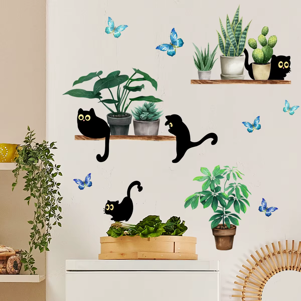 Autocollant Mural plante verte en pot