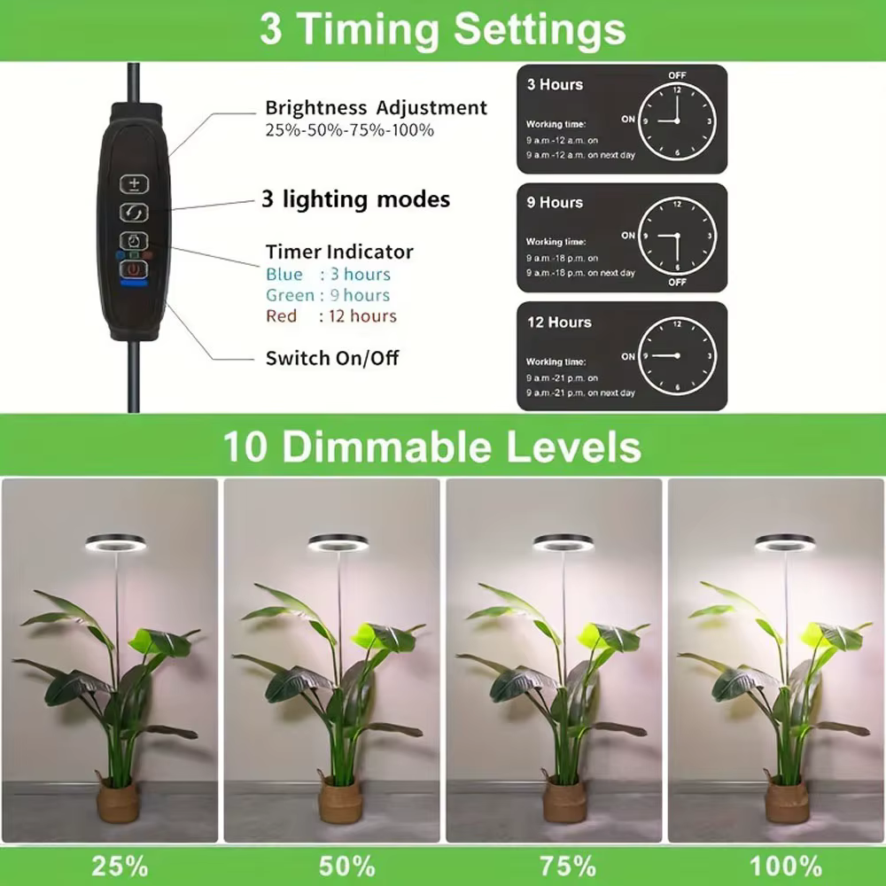 Lumière LED pour plantes à spectre complet de 6 pouces