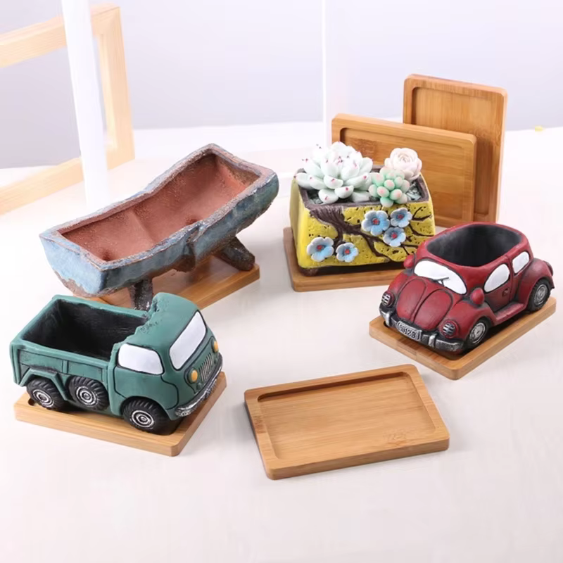 Plateau multi-bambou, soucoupe en bois