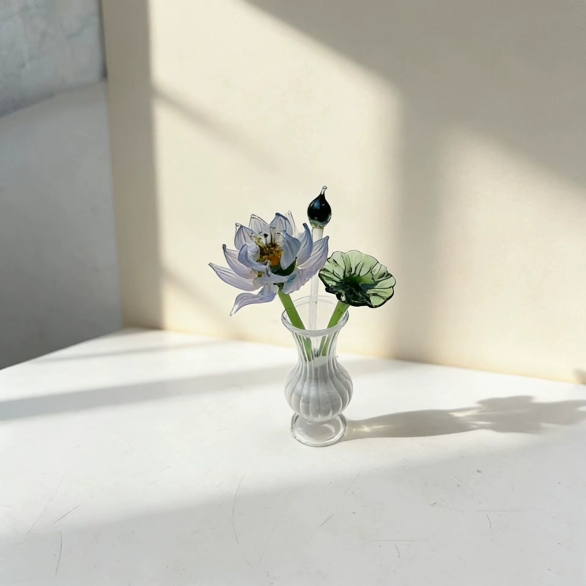 Mini décoration en verre en forme de fleur de lotus | Ornement