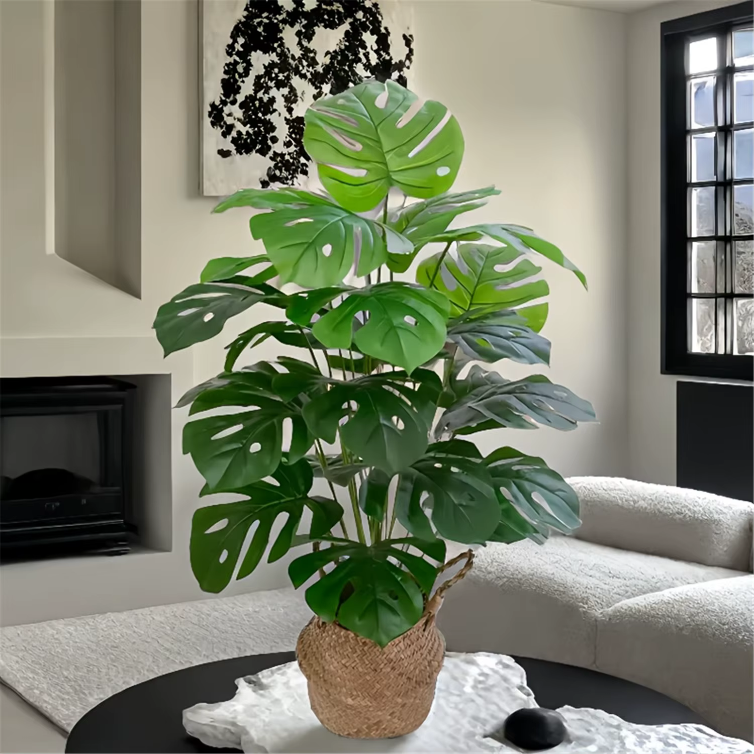 Une grande plante verte tropicale artificielle Dracaena avec 24 grandes feuilles