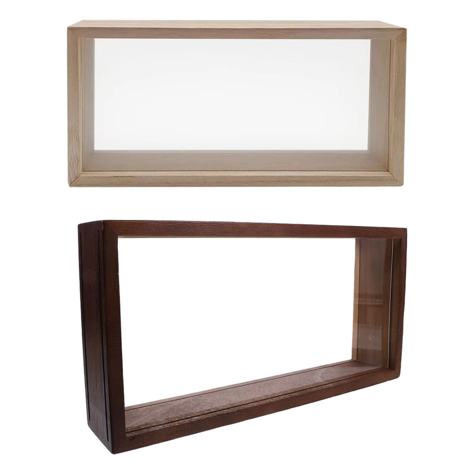 Boîte d'ombre en bois avec cadre de fleurs séchées
