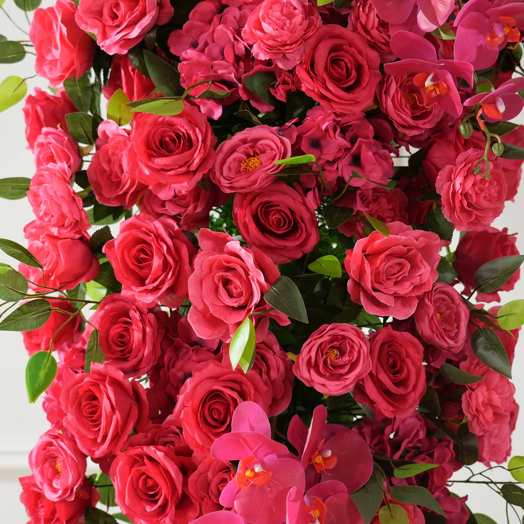 Angela fleur A9035 rouge Rose chêne feuille